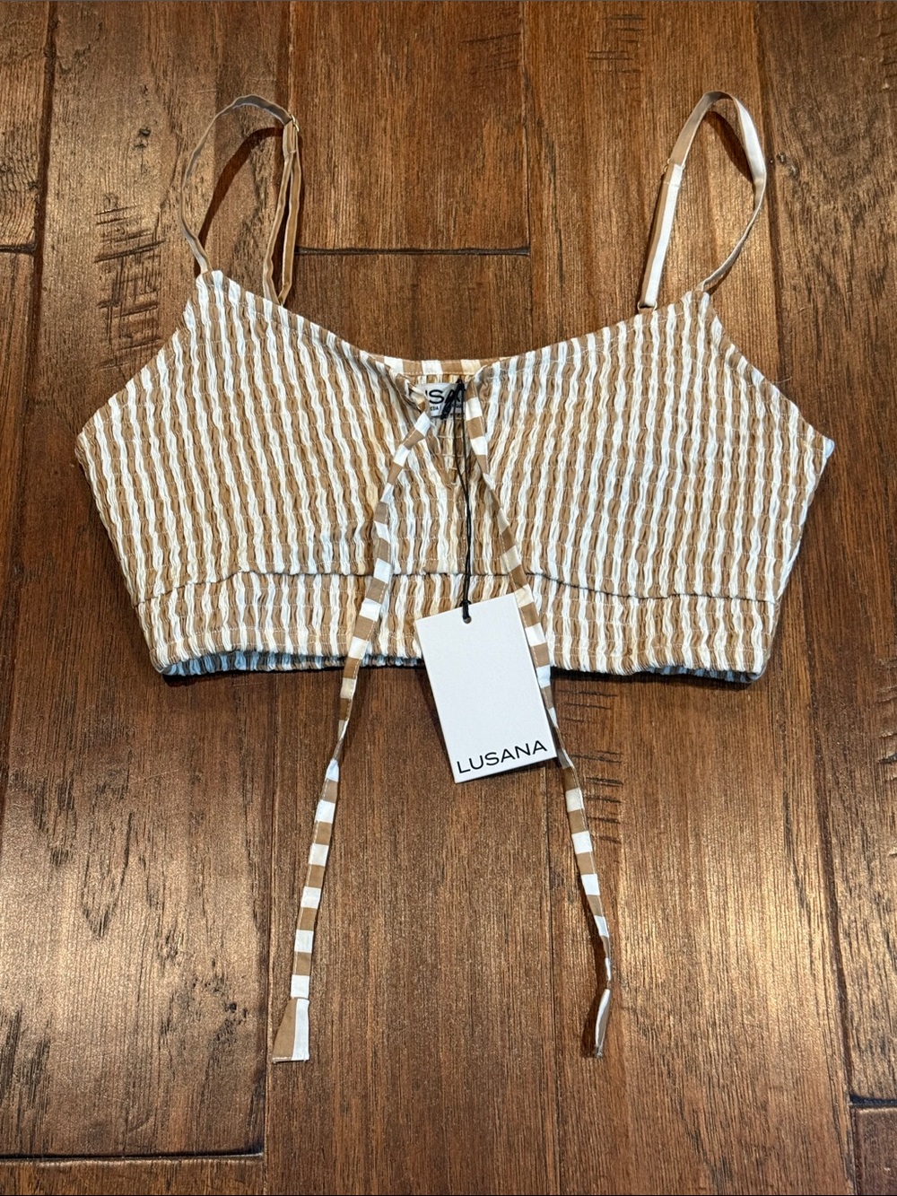 NWT!!! XS/S Beige & White Striped Crop Camisole